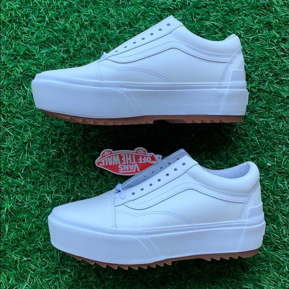 VANS OLD SKOOL STACKED LEATHER TRUE WHITE WMNS PLA - Picture 16 of 16